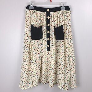 FINT Cherry Flowy A line Skirt front pockets size medium